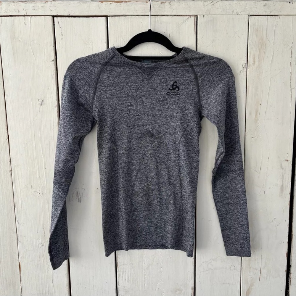 Odlo Evolution Light Base Layer Long Sleeve Shirt Women's XS Black Gray Hike